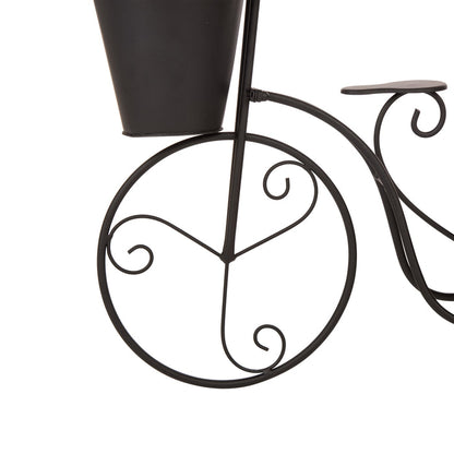 15"H Hand Painted Black Metal Standing Bicycle Plant Stand