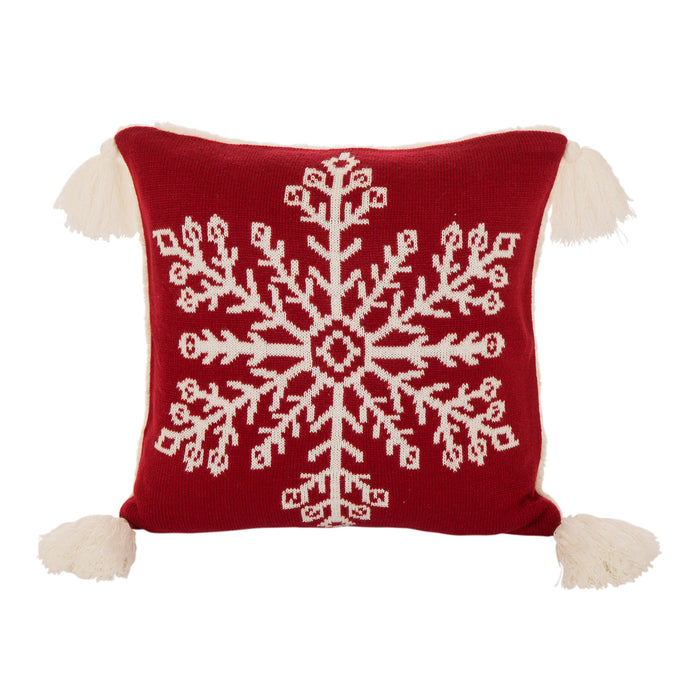 18"L*18"W Knitted Acrylic Red Pillow Cover with Tassels