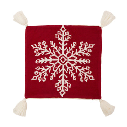 18"L*18"W Knitted Acrylic Red Pillow Cover with Tassels