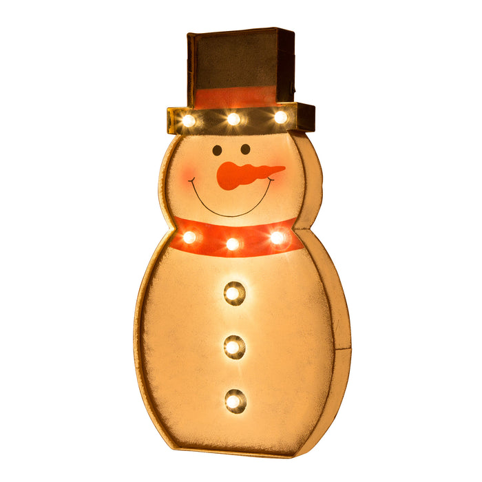 19.76"H Marquee LED Lighted Snowman Sign Holiday Decoration