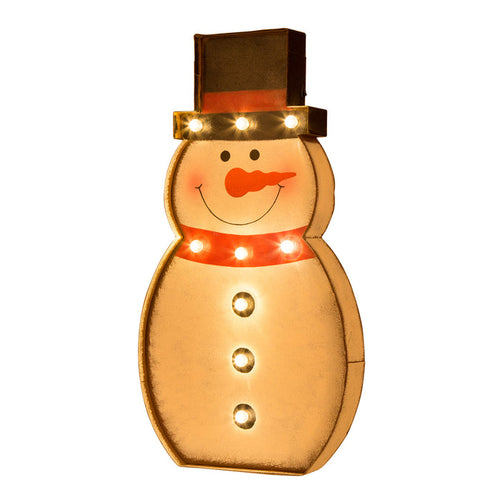 19.76"H Marquee LED Lighted Snowman Sign Holiday Decoration