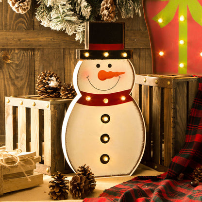 19.76"H Marquee LED Lighted Snowman Sign Holiday Decoration