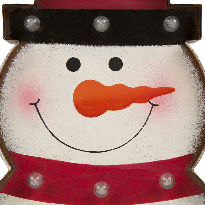 19.76"H Marquee LED Lighted Snowman Sign Holiday Decoration