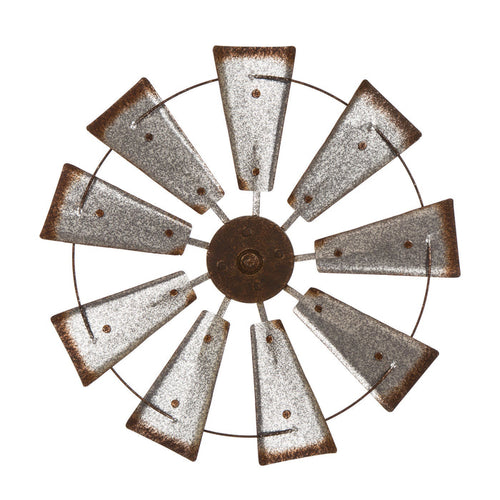 22.05"D Farmhouse Metal Galvanized Wind Spinner Wall Décor