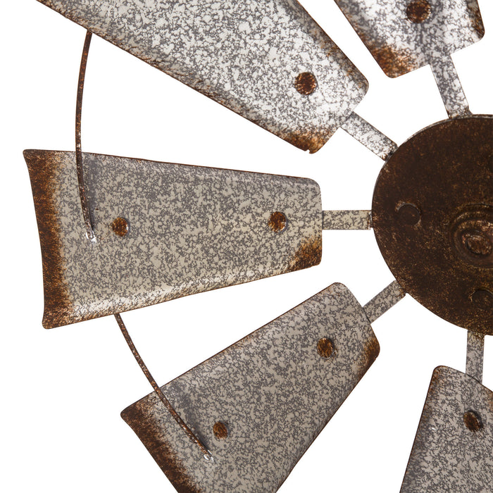 22.05"D Farmhouse Metal Galvanized Wind Spinner Wall Décor