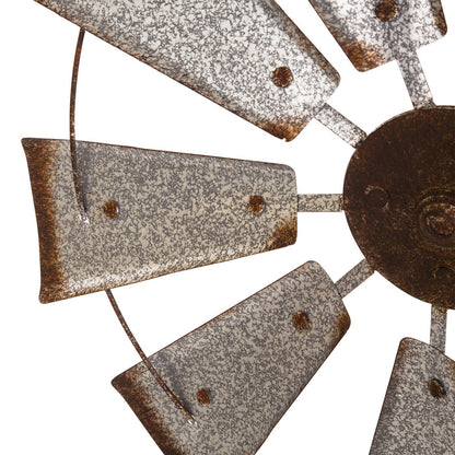 22.05"D Farmhouse Metal Galvanized Wind Spinner Wall Décor