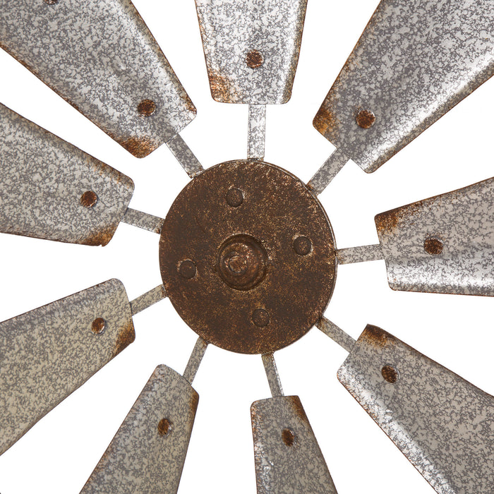 22.05"D Farmhouse Metal Galvanized Wind Spinner Wall Décor