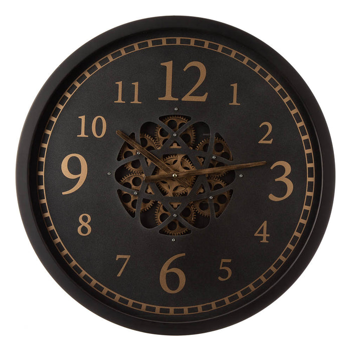 22.83"D Modern Oversized Metal Wall Clock with Moving Gears