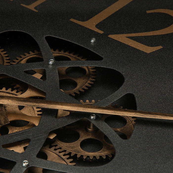 22.83"D Modern Oversized Metal Wall Clock with Moving Gears