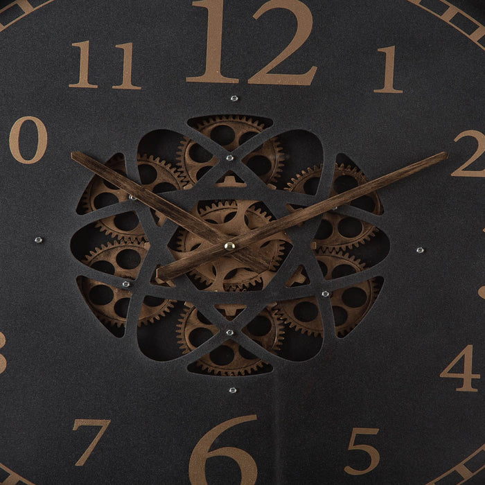 22.83"D Modern Oversized Metal Wall Clock with Moving Gears