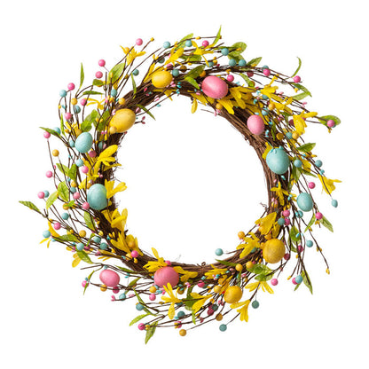 22"D Easter Wreath With Multicolor Easter Eggs