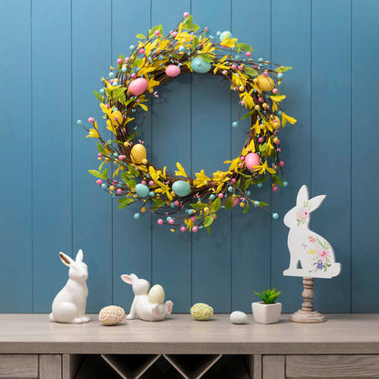 22"D Easter Wreath With Multicolor Easter Eggs