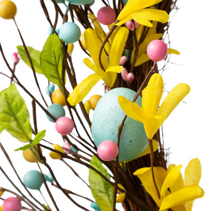 22"D Easter Wreath With Multicolor Easter Eggs