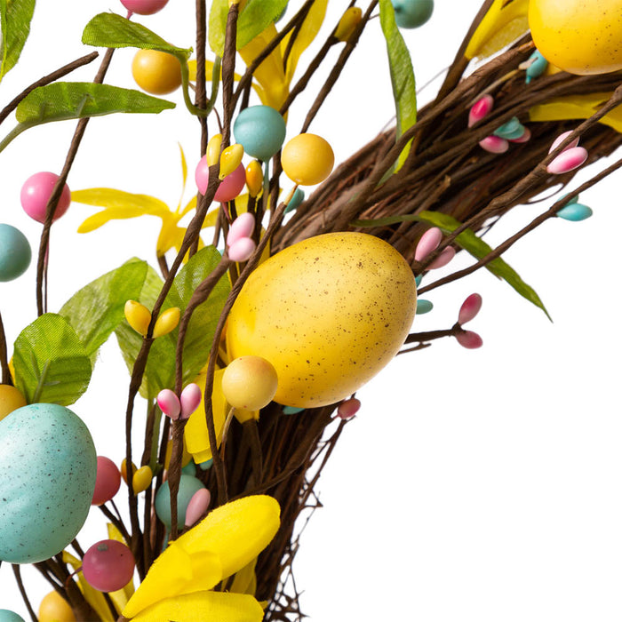 22"D Easter Wreath With Multicolor Easter Eggs