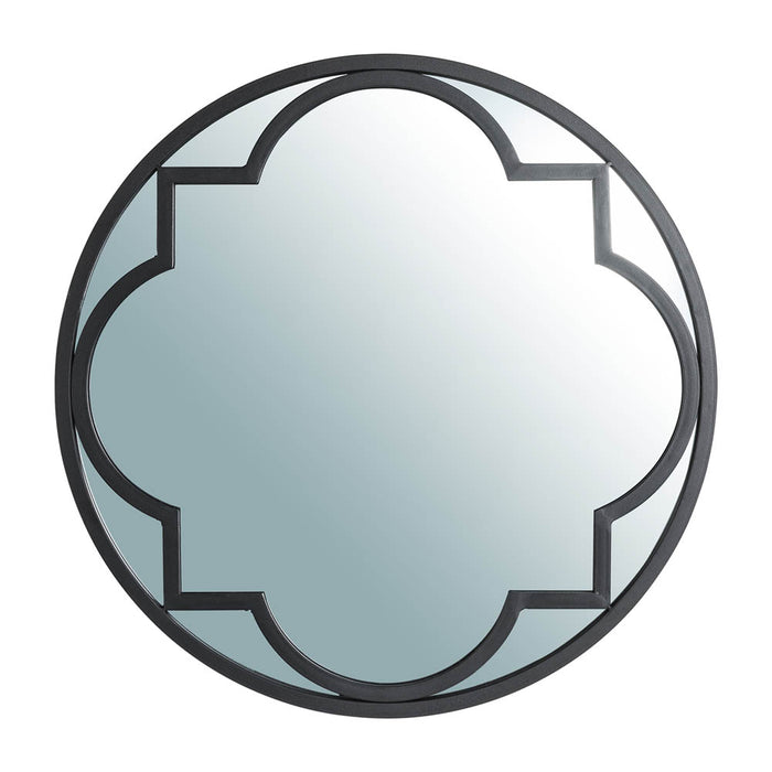23.62"D Black Metal Framed Round Wall Mirror