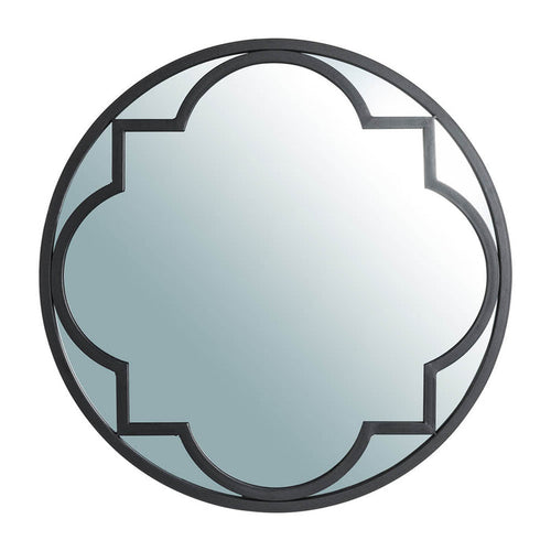 23.62"D Black Metal Framed Round Wall Mirror