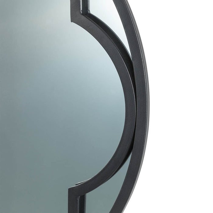 23.62"D Black Metal Framed Round Wall Mirror