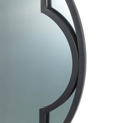 23.62"D Black Metal Framed Round Wall Mirror
