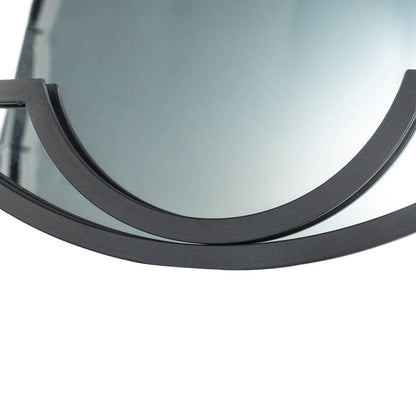 23.62"D Black Metal Framed Round Wall Mirror