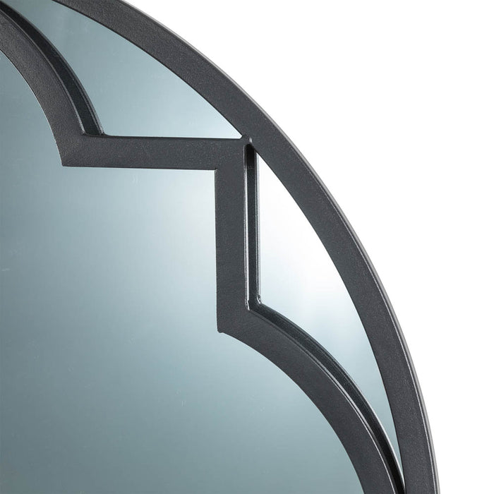 23.62"D Black Metal Framed Round Wall Mirror