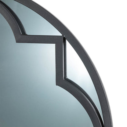23.62"D Black Metal Framed Round Wall Mirror