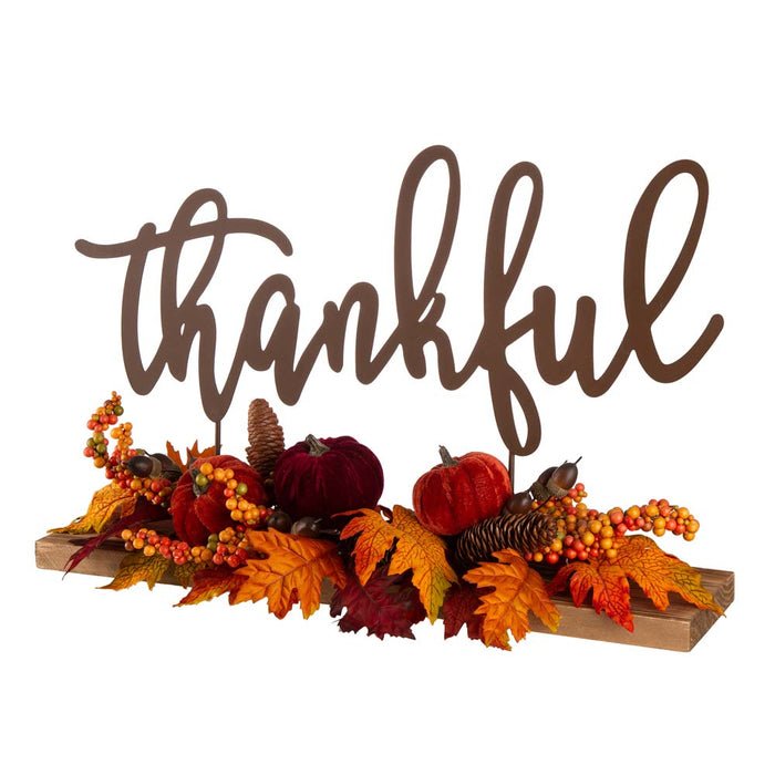 24"L Harvest "Thankful" Metal Sign Floral or Centerpiece