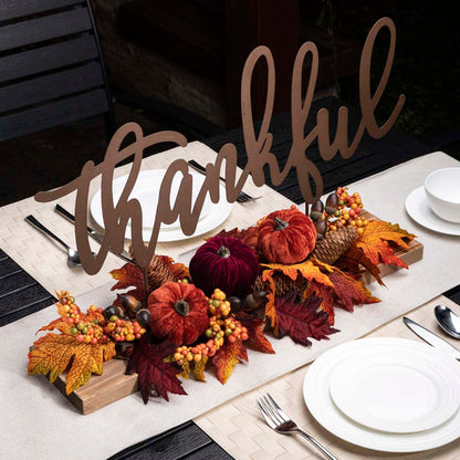 24"L Harvest "Thankful" Metal Sign Floral or Centerpiece