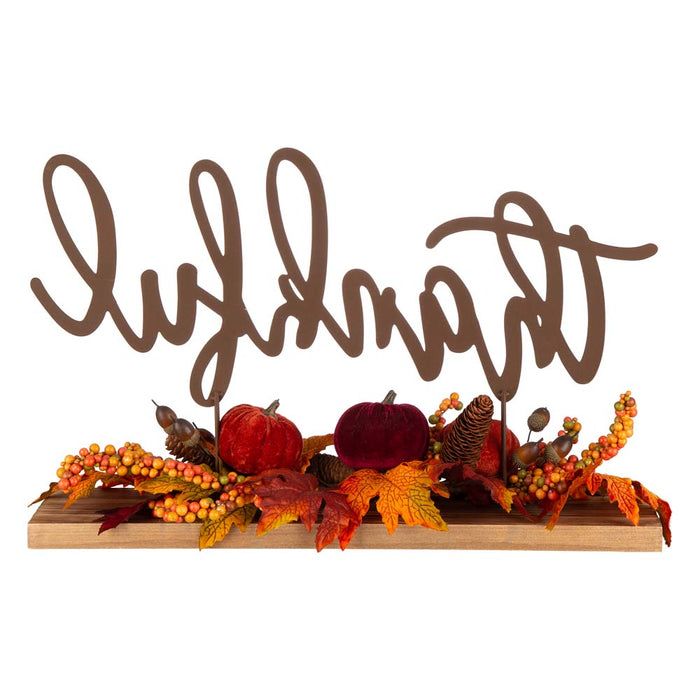 24"L Harvest "Thankful" Metal Sign Floral or Centerpiece