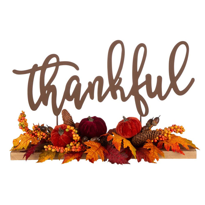 24"L Harvest "Thankful" Metal Sign Floral or Centerpiece