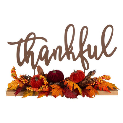 24"L Harvest "Thankful" Metal Sign Floral or Centerpiece
