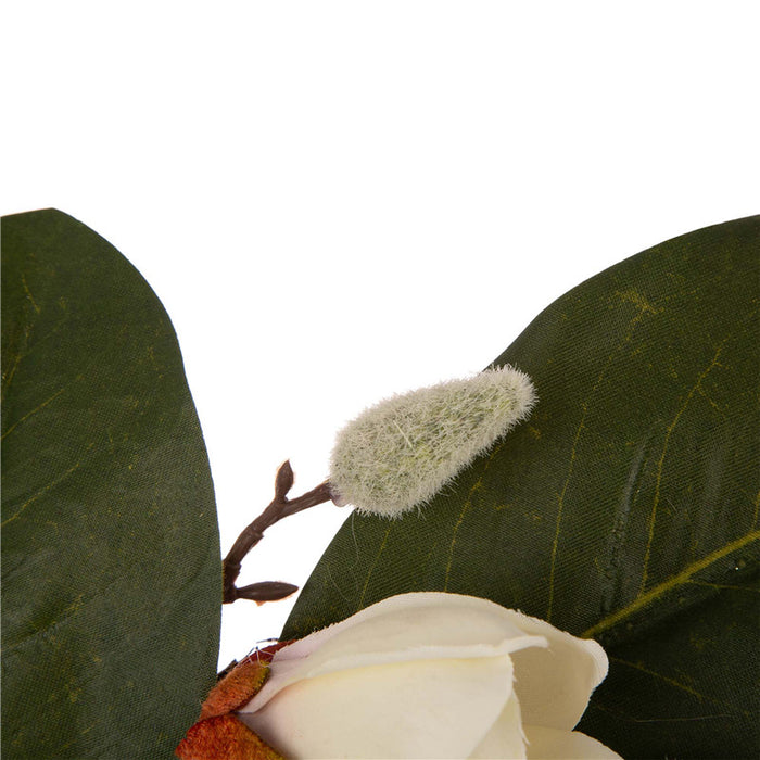 28"H Wooden Window Frame with 24"D Magnolia Wreath
