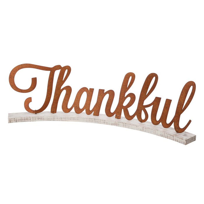 30"L Fall Wooden/Metal Thankful Decor
