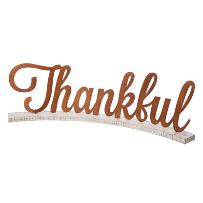 30"L Fall Wooden/Metal Thankful Decor