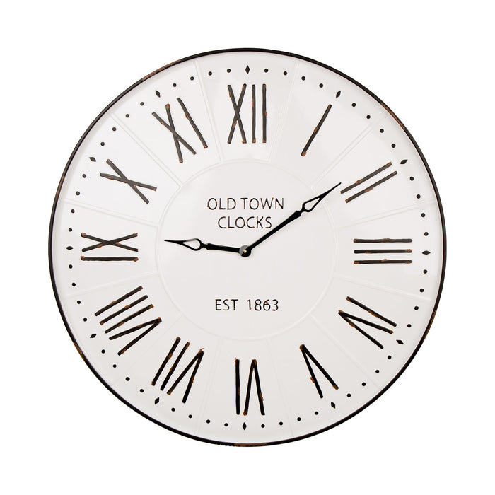 31.5" Oversized Farmhouse Metal Enamel Wall Clock