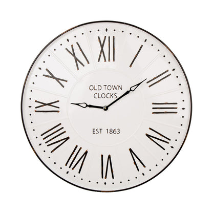 31.5" Oversized Farmhouse Metal Enamel Wall Clock
