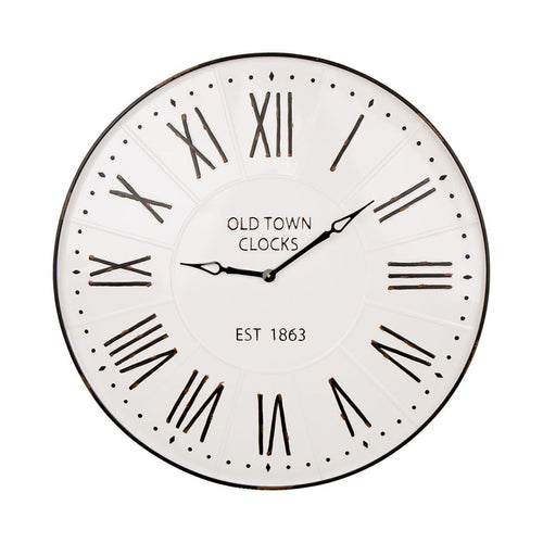 31.5" Oversized Farmhouse Metal Enamel Wall Clock