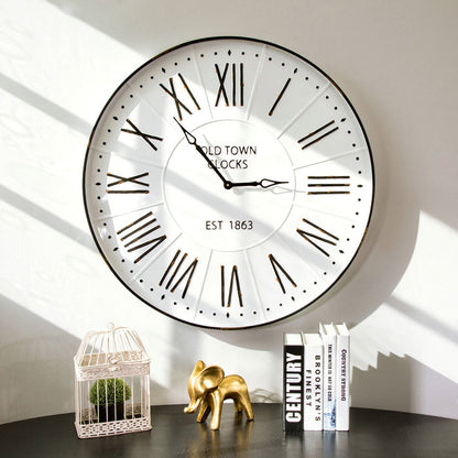 31.5" Oversized Farmhouse Metal Enamel Wall Clock