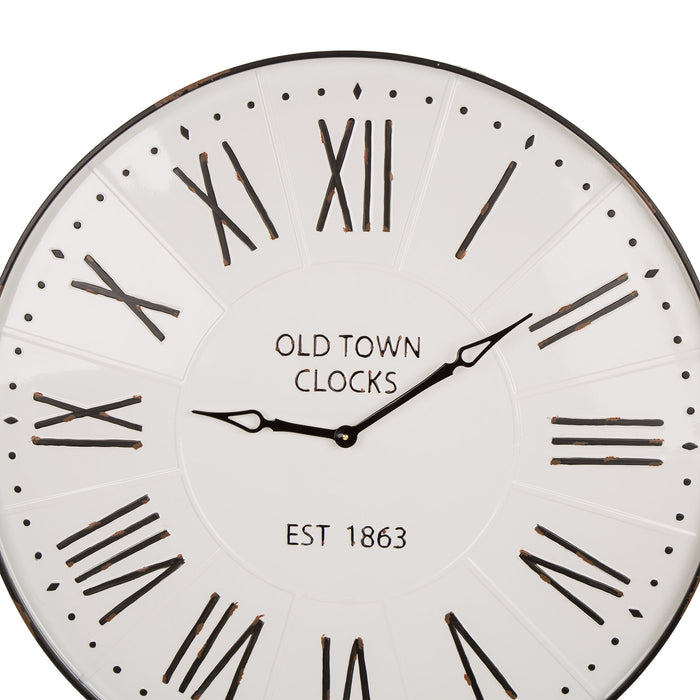 31.5" Oversized Farmhouse Metal Enamel Wall Clock
