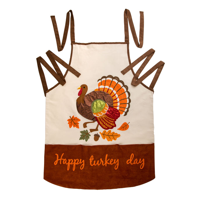 32"L Cotton Embroidered Turkey Apron