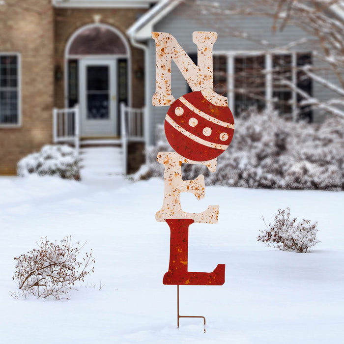 36.02"H Rusty Metal "NOEL" Yard Stake or Wall Décor