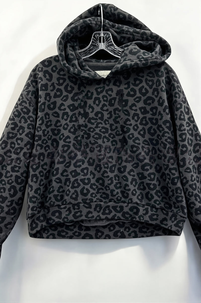 3D Leopard Print Loose Pullover Hoodie
