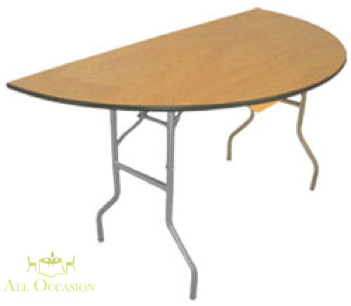 48'' Half Round Folding Table for rent, ideal for events like weddings and parties with elegant design and space-saving features.