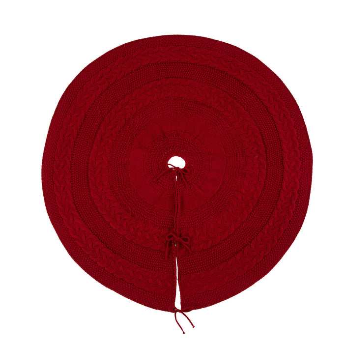 48“L Knitted Acrylic Christmas Tree Skirt - Red
