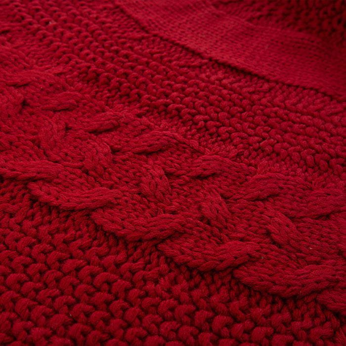 48“L Knitted Acrylic Christmas Tree Skirt - Red