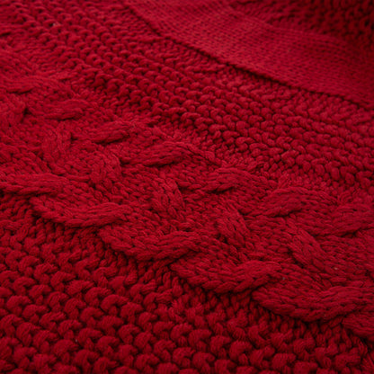 48“L Knitted Acrylic Christmas Tree Skirt - Red
