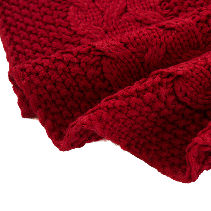 48“L Knitted Acrylic Christmas Tree Skirt - Red
