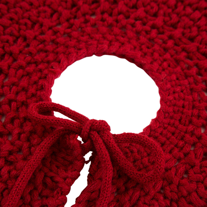48“L Knitted Acrylic Christmas Tree Skirt - Red