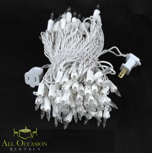 50' strand of twinkle lights for event rentals in Corona, perfect for tent and wedding lighting.