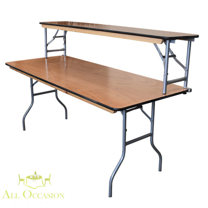 6 Foot Banquet Table with Back Riser Rental for catering and event displays