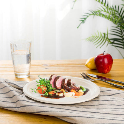 6 inch Natural Compostable & Disposable Sugarcane Plates, 600 Pack